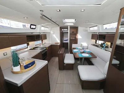 Salon of Maya, a Beneteau Oceanis 46.1 sailboat at Municipal Unit of Lefkada, Greece