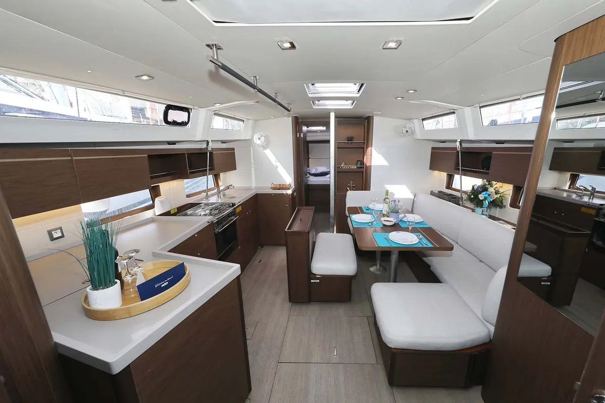 Salon of Maya, a Beneteau Oceanis 46.1 sailboat at Municipal Unit of Lefkada, Greece