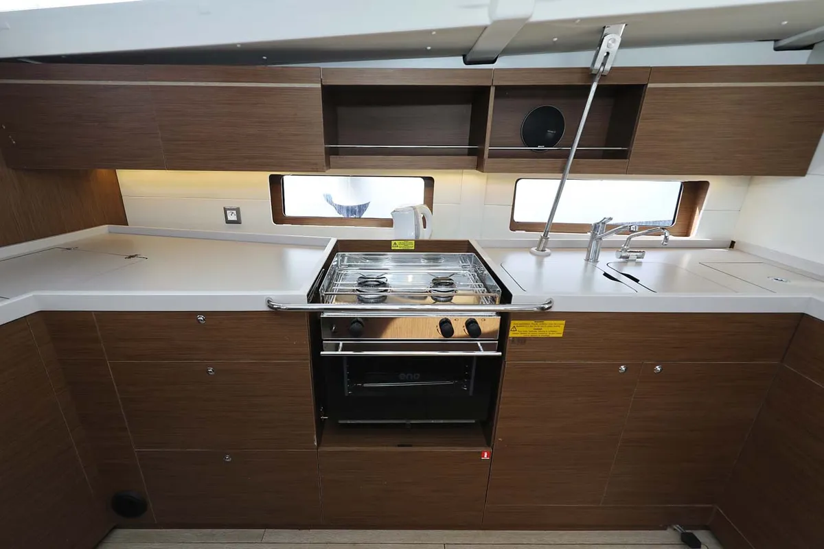 Galley of Maya, a Beneteau Oceanis 46.1 sailboat at Municipal Unit of Lefkada, Greece