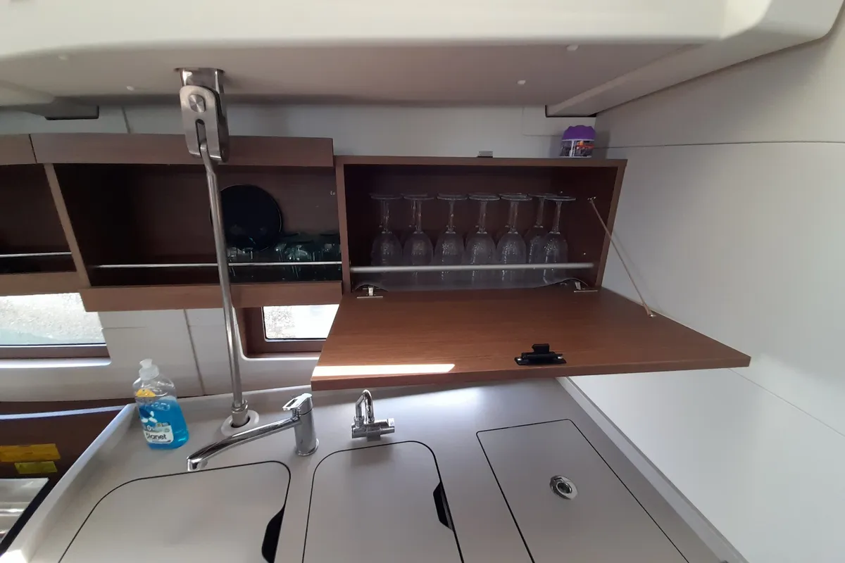 Galley of Okiroi, a Beneteau Oceanis 46.1 sailboat at Municipal Unit of Lefkada, Greece