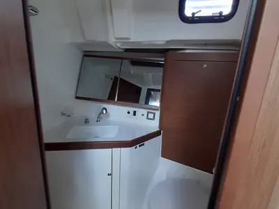 Head on Okiroi, a Beneteau Oceanis 46.1 sailboat at Municipal Unit of Lefkada, Greece