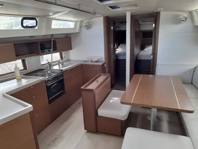 Galley of Okiroi, a Beneteau Oceanis 46.1 sailboat at Municipal Unit of Lefkada, Greece