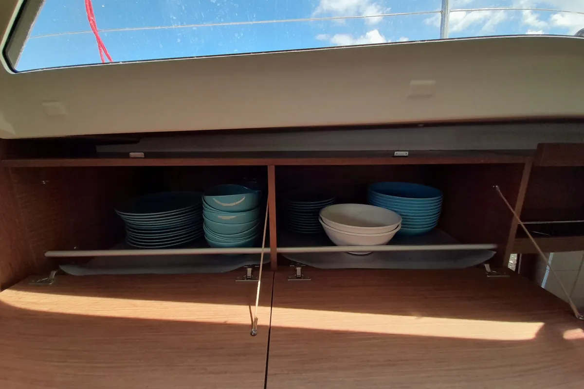 Galley of Okiroi, a Beneteau Oceanis 46.1 sailboat at Municipal Unit of Lefkada, Greece