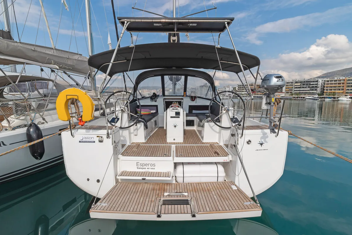 Exterior view of Esperos, a Jeanneau Sun Odyssey 440 sailboat at Volos, Greece