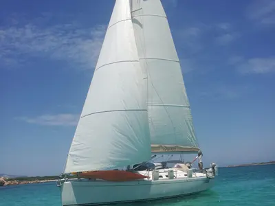 Exterior view of Sensei, a Hanse 400e sailboat at Puntone di Scarlino, Italy