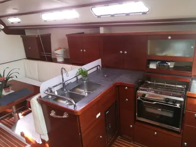 Galley of Sensei, a Hanse 400e sailboat at Puntone di Scarlino, Italy