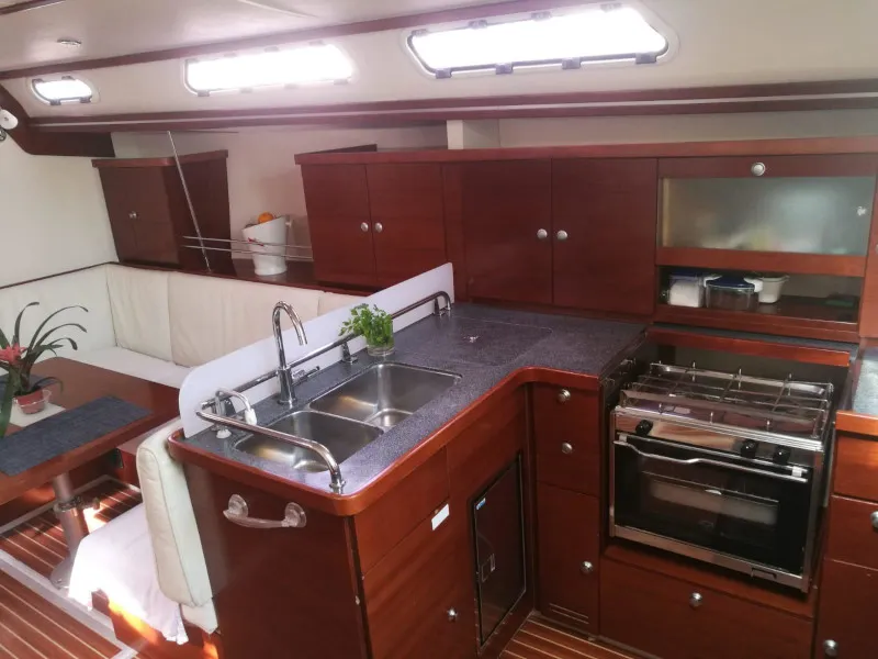 Galley of Sensei, a Hanse 400e sailboat at Puntone di Scarlino, Italy