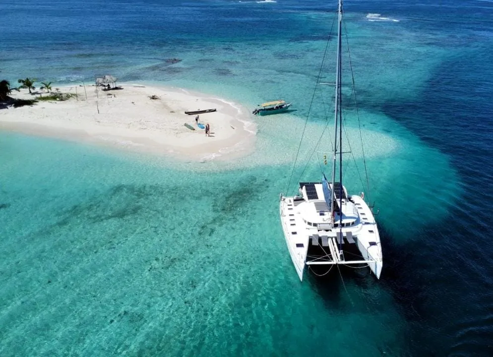 Exterior view of Charcot, a Lagoon 570 catamaran at San Blas, Panama