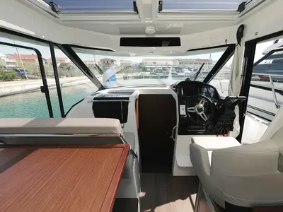 Cockpit of Permer, a Jeanneau Merry Fisher 895 motorboat at Pirovac, Croatia