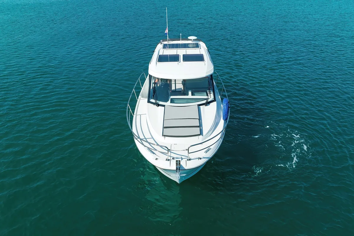 Exterior view of Permer, a Jeanneau Merry Fisher 895 motorboat at Pirovac, Croatia