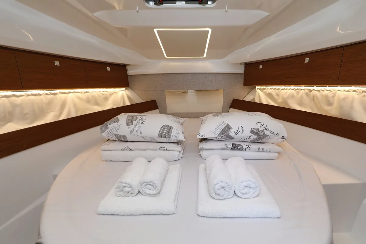 Cabin on Permer, a Jeanneau Merry Fisher 895 motorboat at Pirovac, Croatia