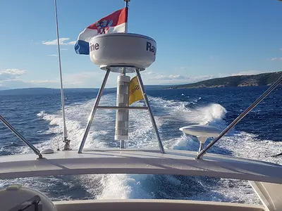 Santin, a Beneteau Antares 42 Fly motor yacht at Punat, Croatia