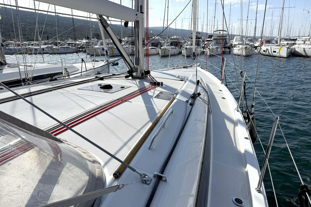 Deck of Hannah, a Beneteau Oceanis 40.1 sailboat at Punat, Croatia