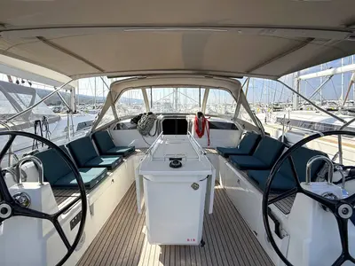 Cockpit of Hannah, a Beneteau Oceanis 40.1 sailboat at Punat, Croatia