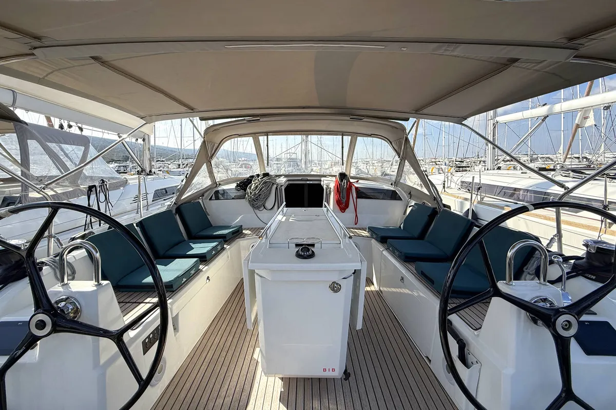 Cockpit of Hannah, a Beneteau Oceanis 40.1 sailboat at Punat, Croatia