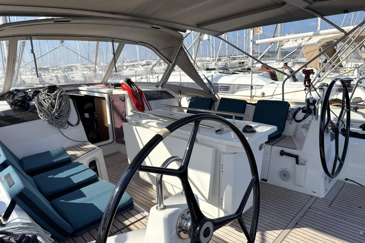 Cockpit of Hannah, a Beneteau Oceanis 40.1 sailboat at Punat, Croatia