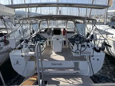 Deck of Hannah, a Beneteau Oceanis 40.1 sailboat at Punat, Croatia