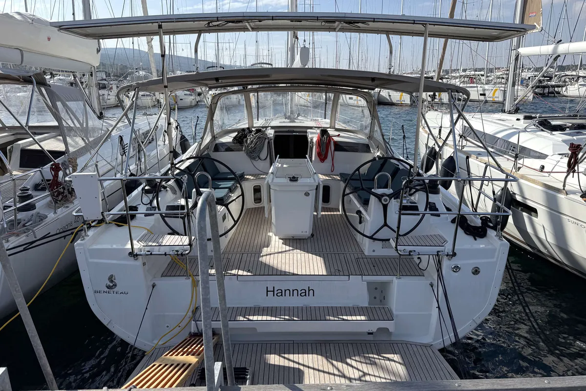 Deck of Hannah, a Beneteau Oceanis 40.1 sailboat at Punat, Croatia