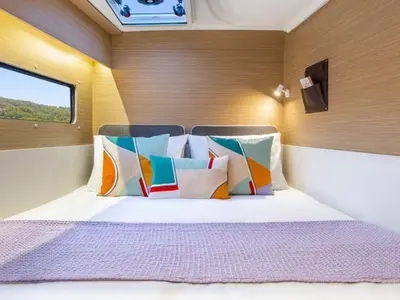 Cabin on Lagoon 38, a catamaran at Olbia, Italy