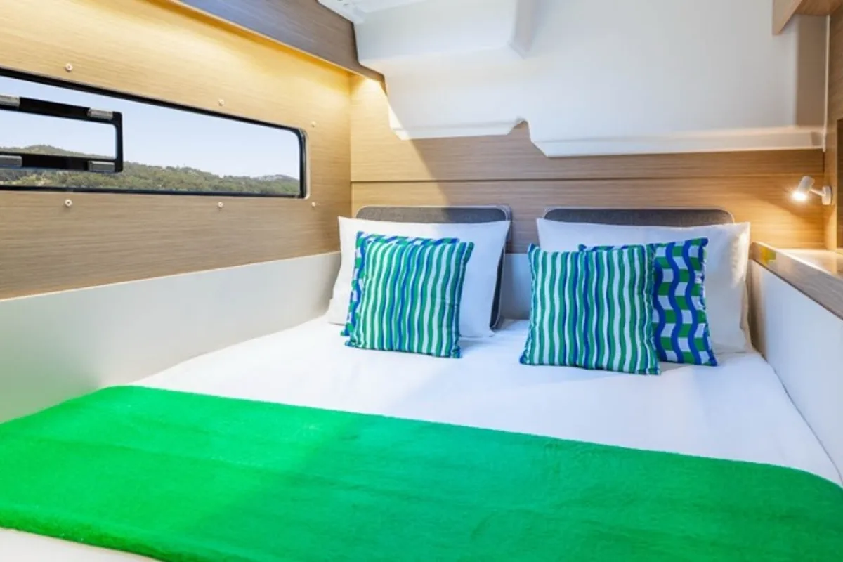 Cabin on Lagoon 38, a catamaran at Olbia, Italy
