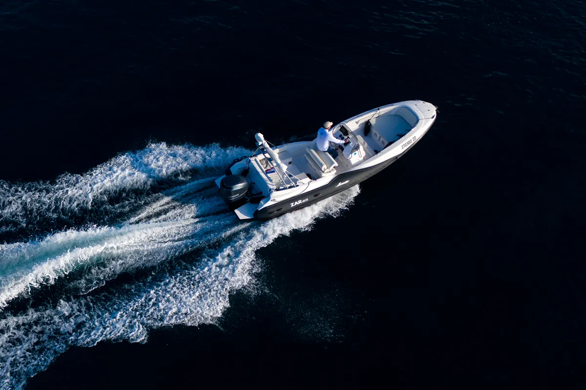 Exterior view of no name, a Zar 65 Suite motorboat at Općina Sukošan, Croatia