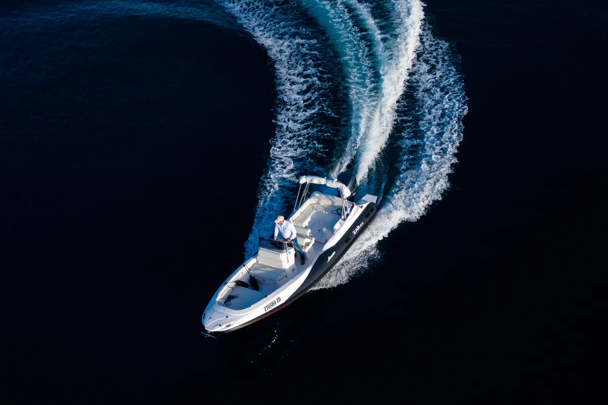 Exterior view of no name, a Zar 65 Suite motorboat at Općina Sukošan, Croatia
