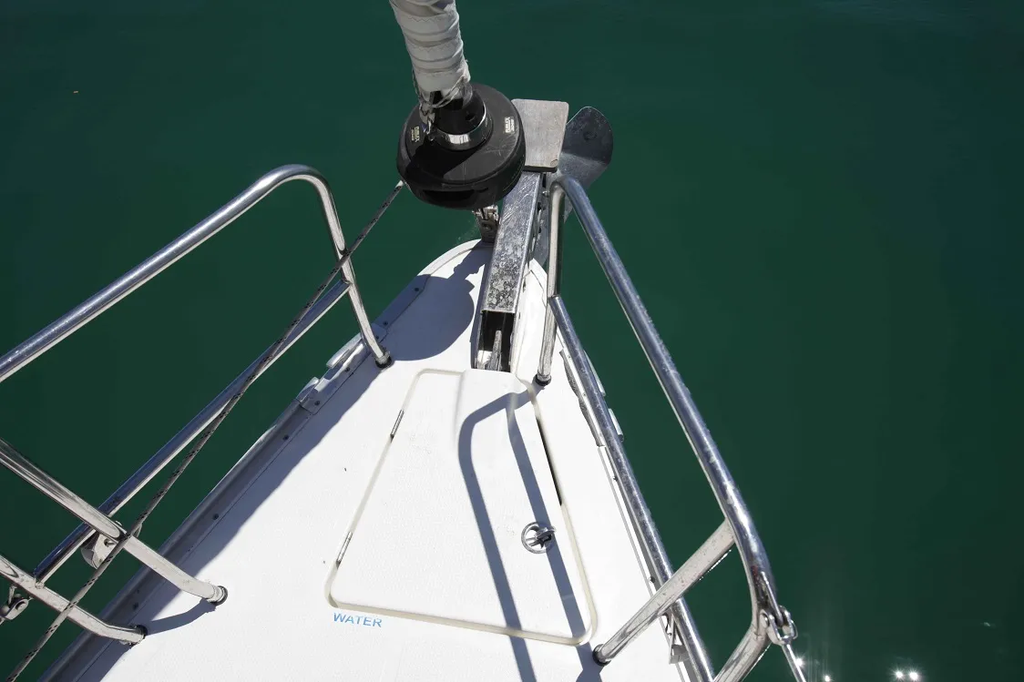 Deck of Rebel Rebel, a Bavaria Cruiser 41S sailboat at Pirovac, Croatia