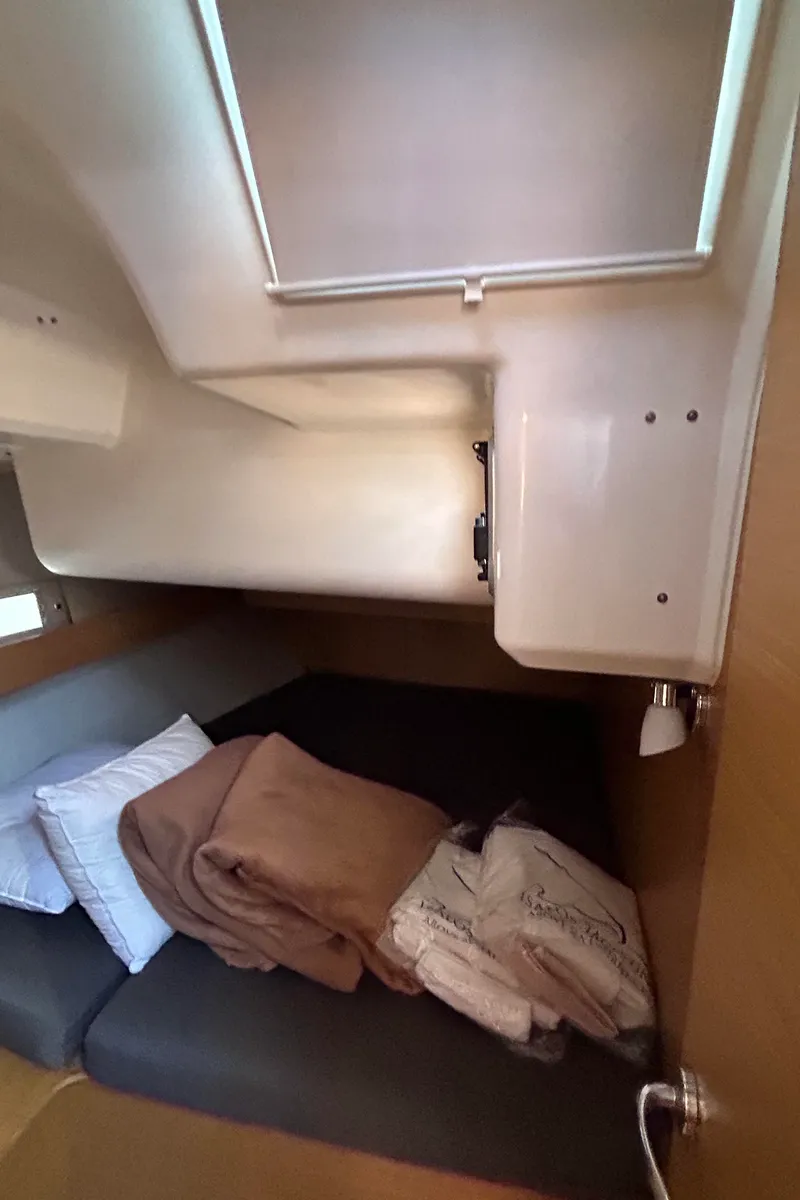 Cabin on Tango II, a Dufour 460 GL sailboat at Kontokali, Greece