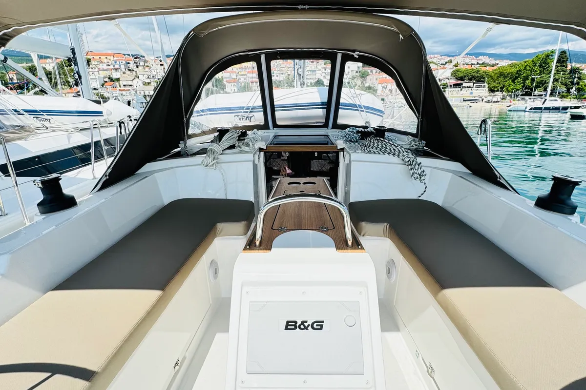 Salon of Valhalla, a Bavaria C38 sailboat at Novi Vinodolski, Croatia