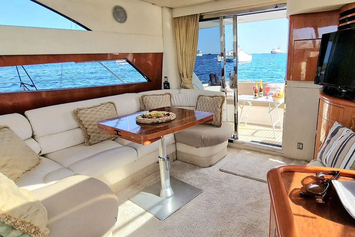 Fairline, a Fairline Boats Fairlane Phantom 43 motorboat at Mykonos, Greece