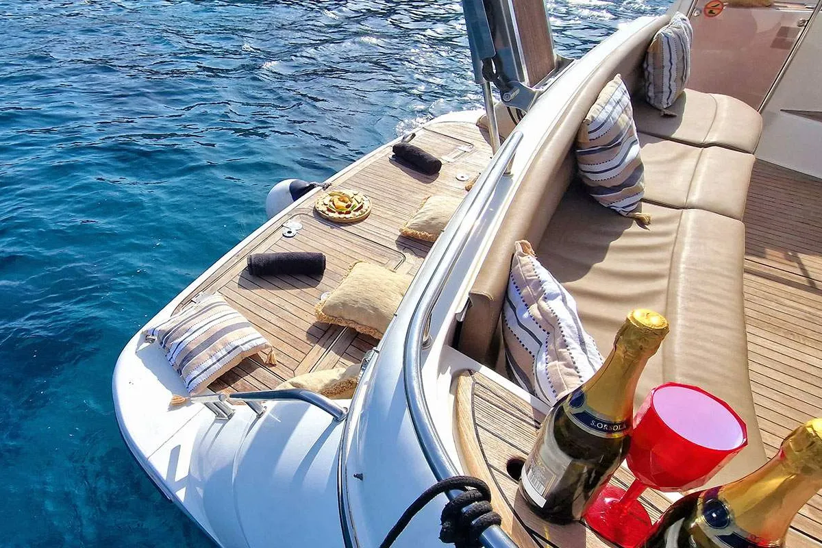 Fairline, a Fairline Boats Fairlane Phantom 43 motorboat at Mykonos, Greece