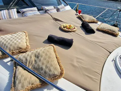 Fairline, a Fairline Boats Fairlane Phantom 43 motorboat at Mykonos, Greece