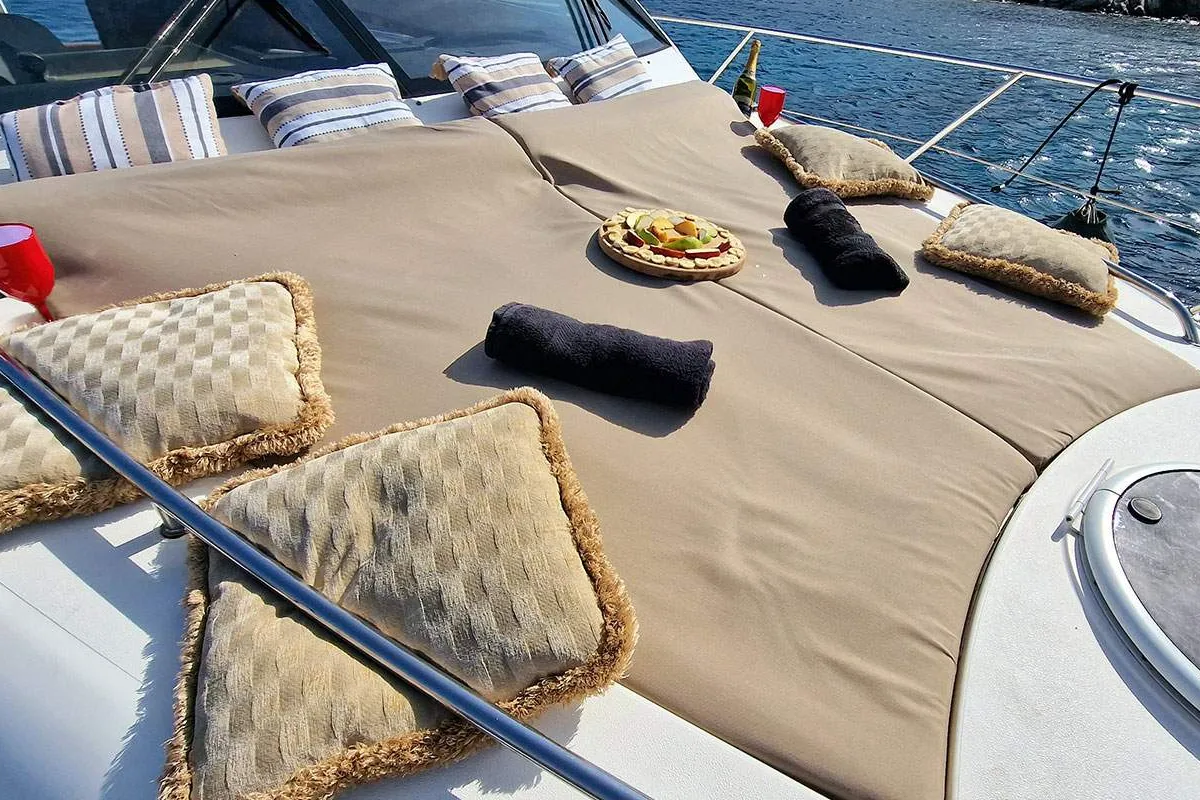 Fairline, a Fairline Boats Fairlane Phantom 43 motorboat at Mykonos, Greece