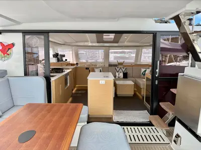 Galley of Scarlet Ibis II, a Fountaine Pajot FP 44 Maestro catamaran at Road Town, British Virgin Islands