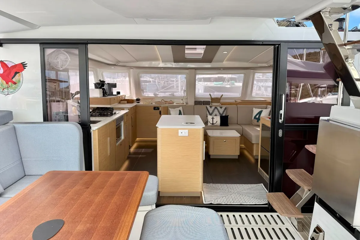 Galley of Scarlet Ibis II, a Fountaine Pajot FP 44 Maestro catamaran at Road Town, British Virgin Islands