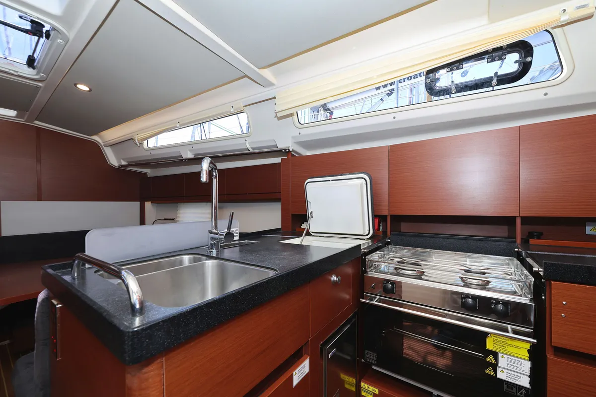 Galley of Whisper, a Hanse 388 sailboat at Grad Biograd na Moru, Croatia