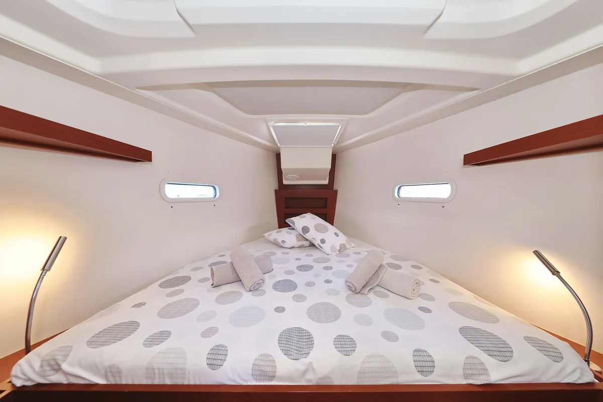 Cabin on Whisper, a Hanse 388 sailboat at Grad Biograd na Moru, Croatia