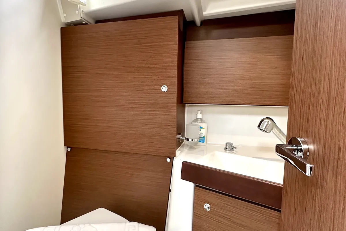 Head on Sail Lyra, a Beneteau Oceanis 38.1 sailboat at Marmaris, Turkey