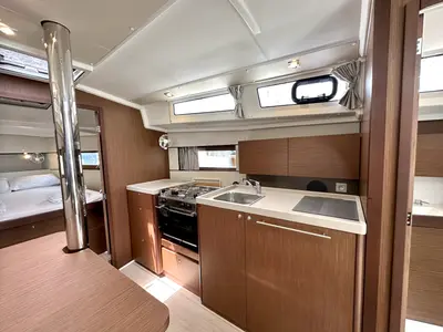 Galley of Sail Lyra, a Beneteau Oceanis 38.1 sailboat at Marmaris, Turkey