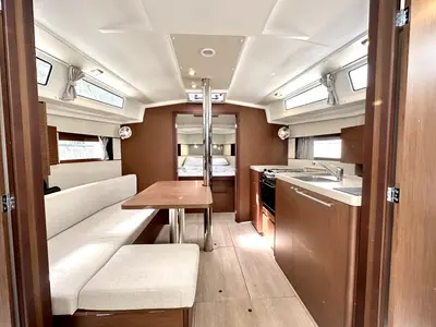 Salon of Sail Lyra, a Beneteau Oceanis 38.1 sailboat at Marmaris, Turkey