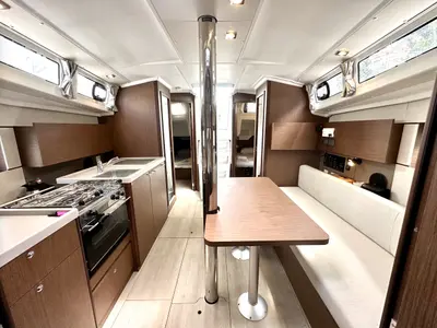 Salon of Beneteau Oceanis 38.1, a sailboat at Marmaris, Turkey