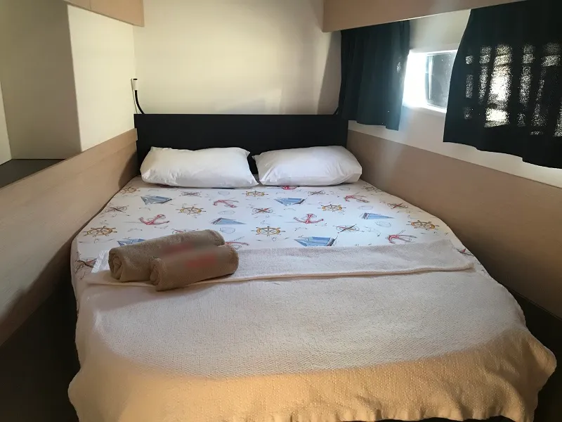 Cabin on Bonita, a Fountaine Pajot Astrea 42 catamaran at Fethiye, Turkey