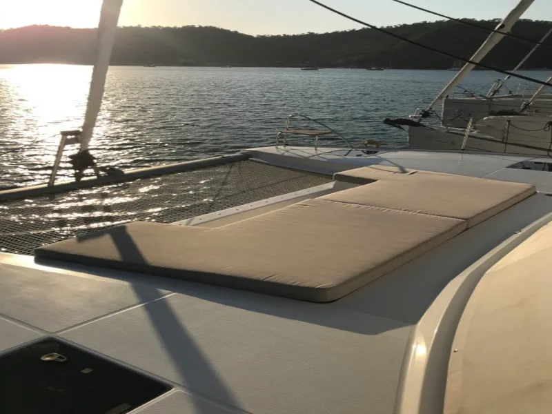 Deck of Bonita, a Fountaine Pajot Astrea 42 catamaran at Fethiye, Turkey