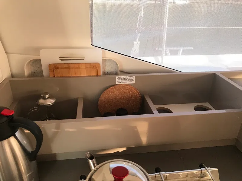 Galley of Bonita, a Fountaine Pajot Astrea 42 catamaran at Fethiye, Turkey
