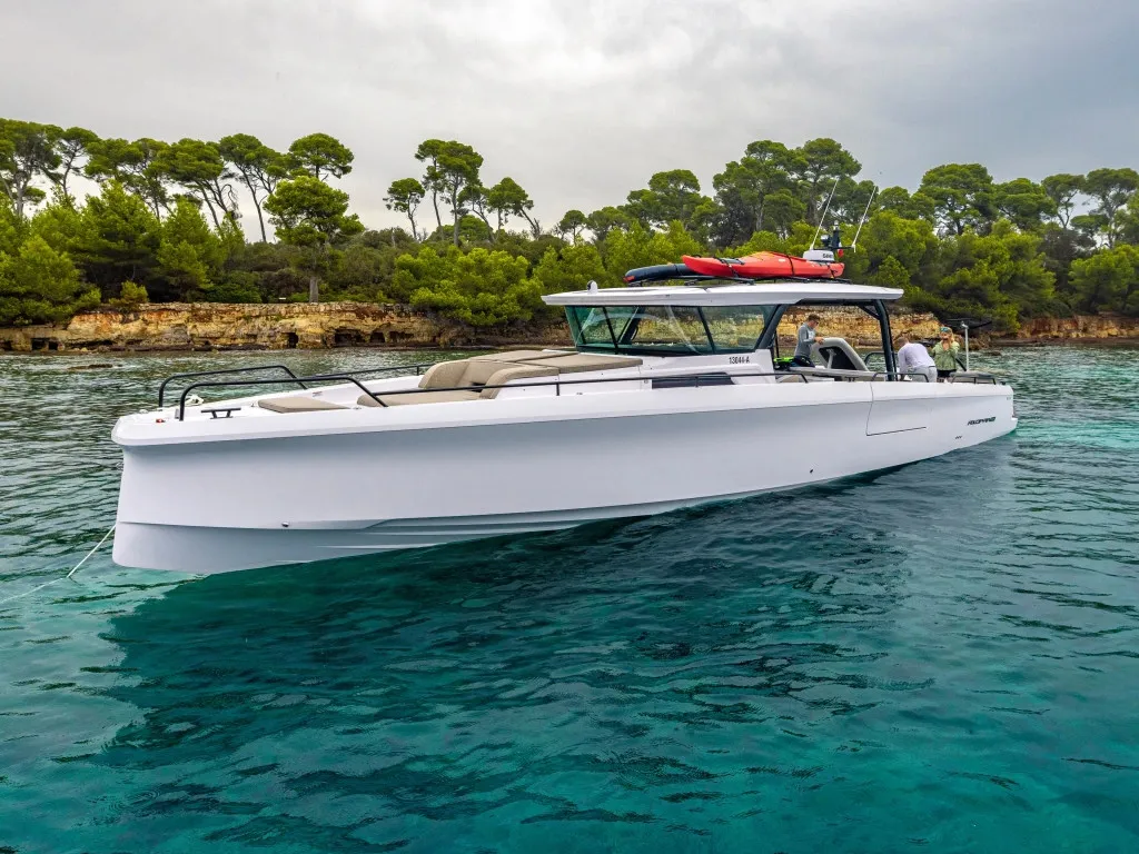 Exterior view of Niko, a Axopar 45 Cross Top motor yacht at Seget Donji, Croatia