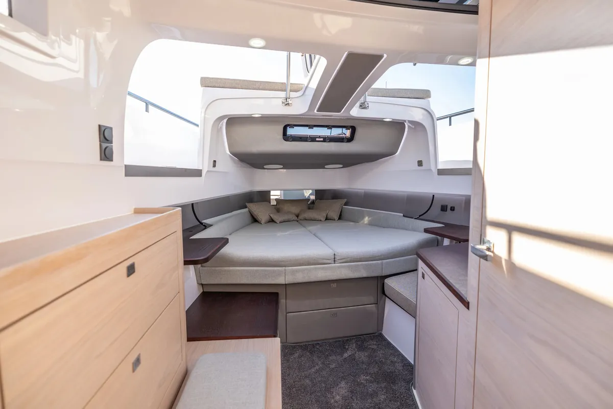 Cabin on Niko, a Axopar 45 Cross Top motor yacht at Seget Donji, Croatia