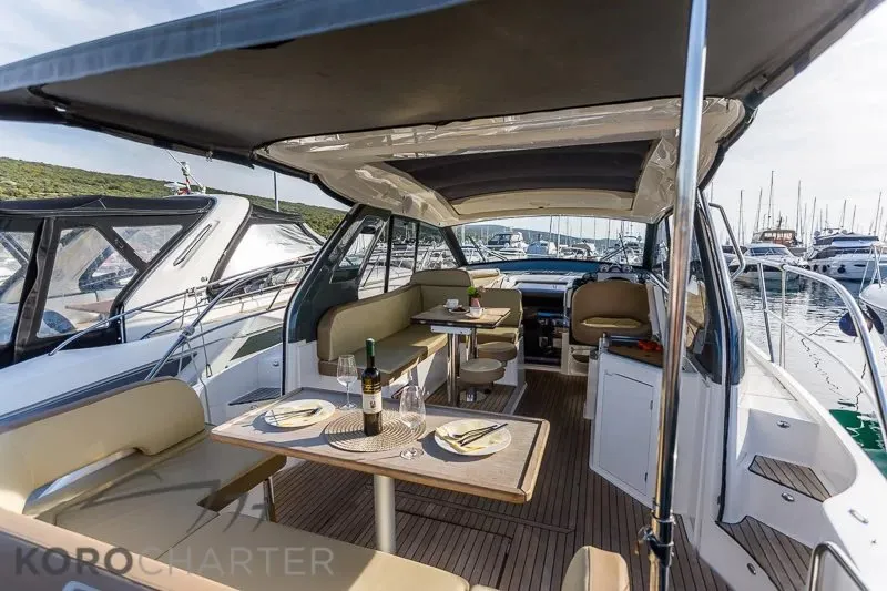Nightlife, a Bavaria S36 Open motor yacht at Punat, Croatia