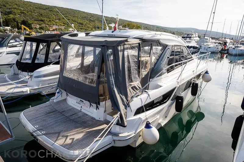 Nightlife, a Bavaria S36 Open motor yacht at Punat, Croatia