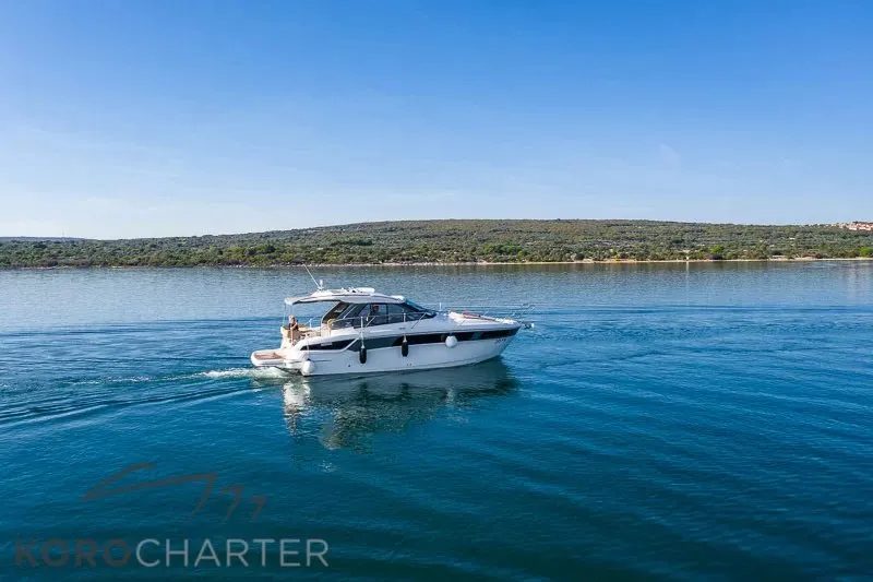 Nightlife, a Bavaria S36 Open motor yacht at Punat, Croatia
