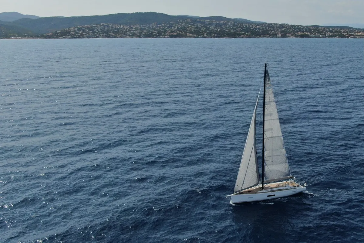 Exterior view of Miss Marie, a Beneteau First 53 sailboat at Olbia, Italy